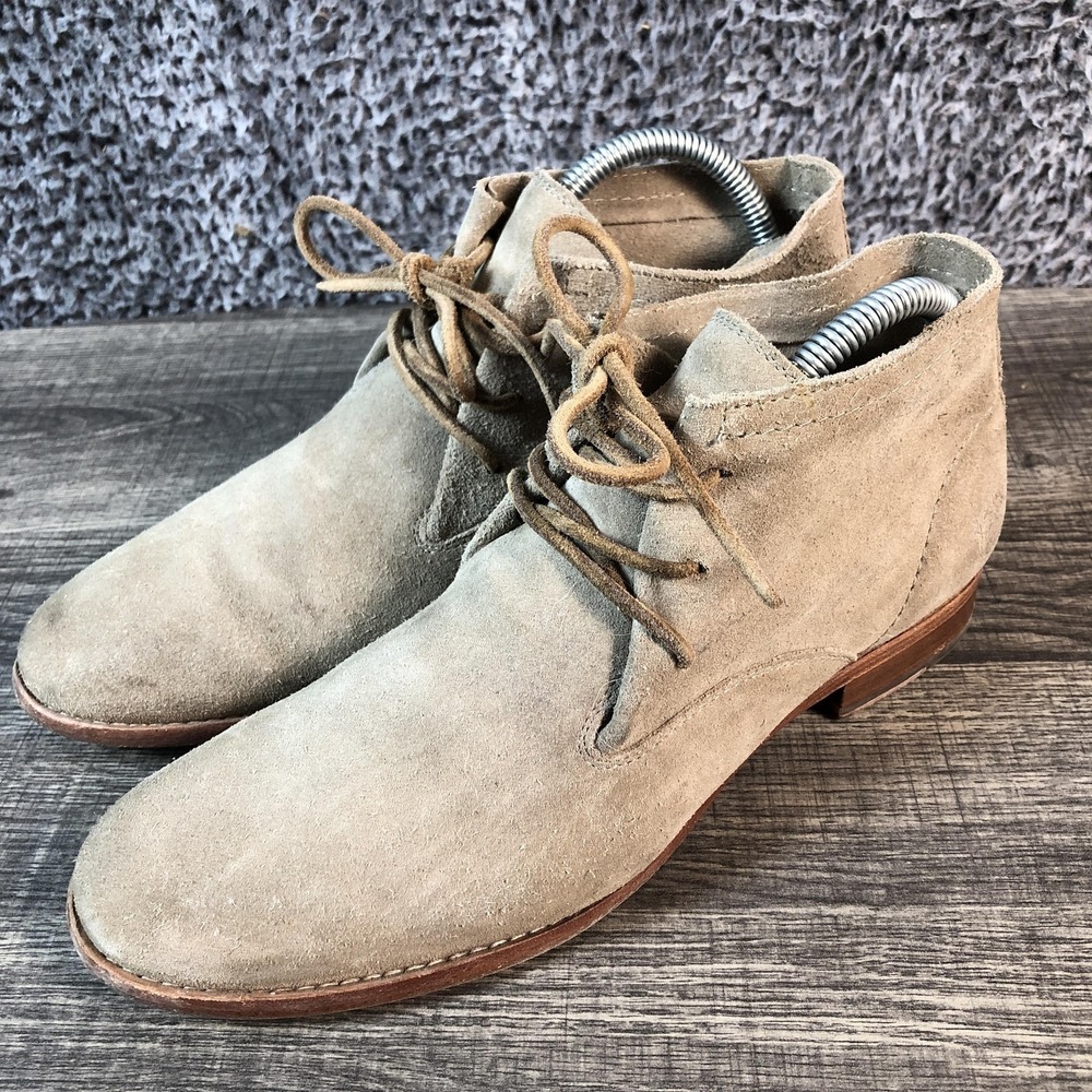 Frye Boots Mens Size 9.5 Beige Suede Chukka Ankle Leather Sole Dress Casual